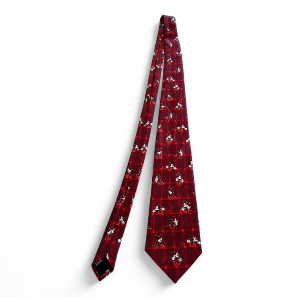 Vintage Mickey Mouse Red Plaid Necktie by Mickey Unlimited Disney